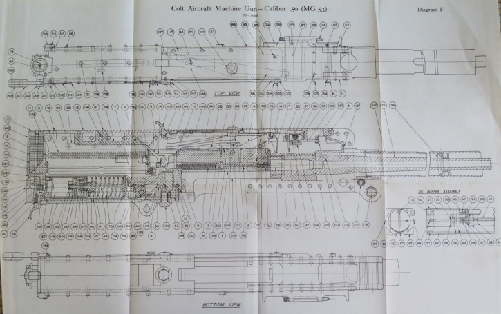 1939 Colt automatic machine guns handbook MG 53 foldout drawing