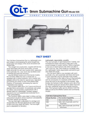 Colt 9mm Submachine Gun Model 635 fact sheet