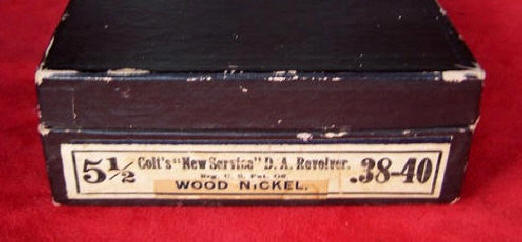 Colt New Service box label for.38-40 cal., 5.5 in. barrel