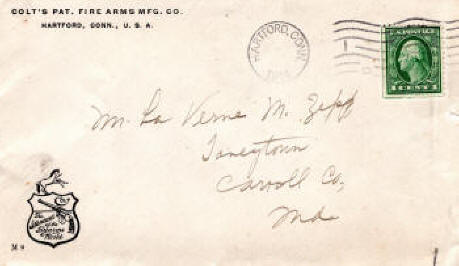 1914 Colt factory envelope with 1 cent stamp