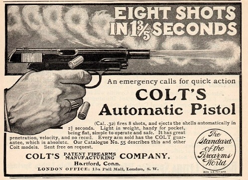colt 1906 'rapid fire automatic pistol' ad