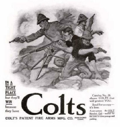 1920s Colt ad promoting 'Boar War' use of the Colt machine gun