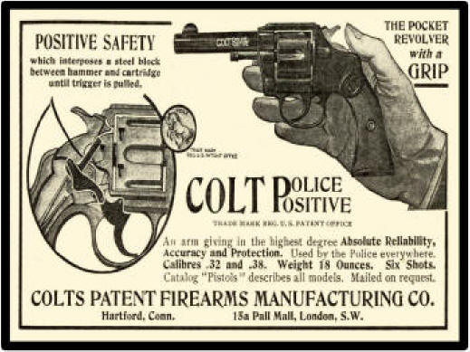 1920s Colt ad promoting the safety features of the Police Positive revolver