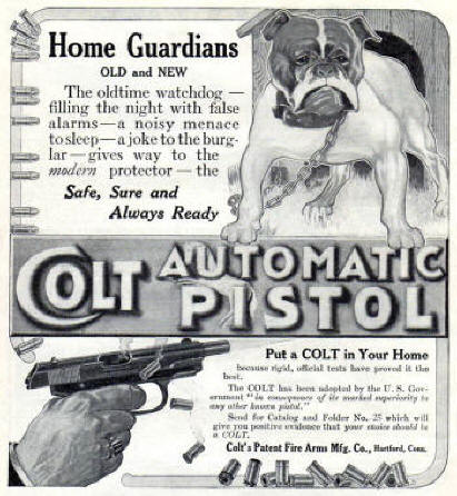 1913 Colt ad stressing 'home' protection and guardians issues