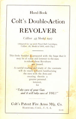 Colt M1917 double action .45 cal. revolver handbook page 1