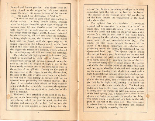 Colt M1917 double action .45 cal. revolver handbook page 4-5