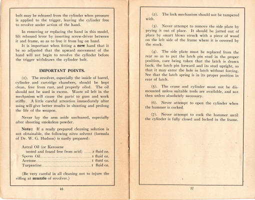 Colt M1917 double action .45 cal. revolver handbook page 11-12