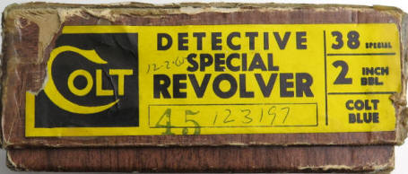 1964 Colt Detective .38 factory box label