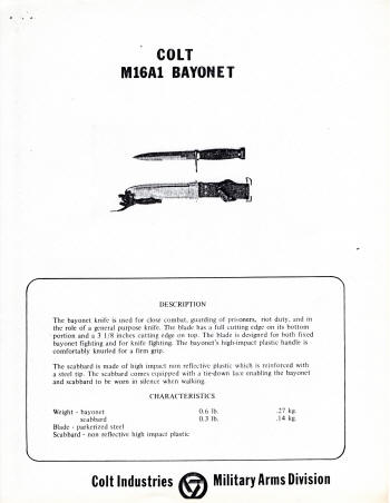 Colt M16A1 Bayonet