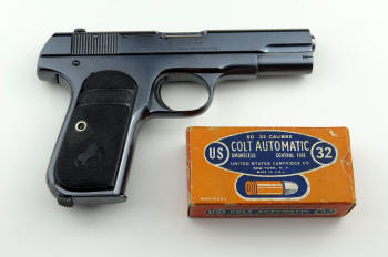 Colt M1903 .32 Rimless-Smokeless, Type III, (1919) with box of ammo