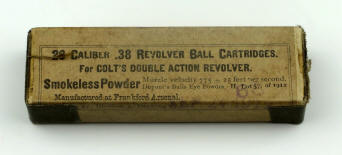 1912 full unopened box of .38 caliber 'Frankfort Arsenal's ammo