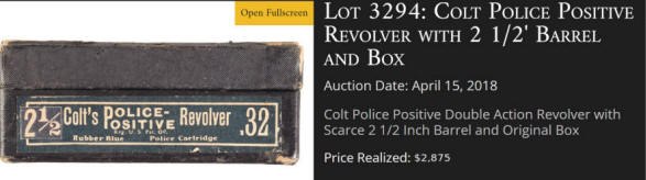 Colt Police Positive .32, 2 1/2 in. barrel box label
