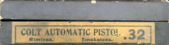 Colt yellow box end label for automatic pistol .32