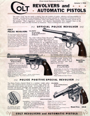 Colt Revolvers and Automatic Pistols Catalog Jan. 1934 