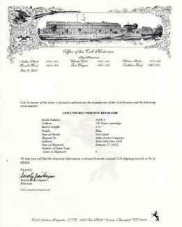 Colt factory letter