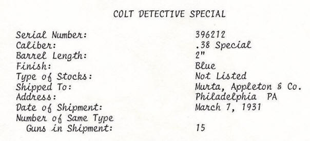 Colt Detective special data