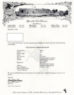 Colt Official Police 1942 factory letter
