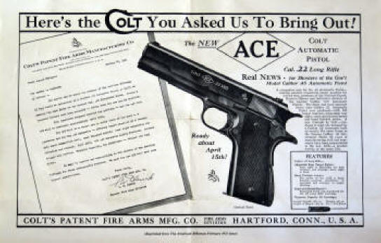 Colt pre-release announcement of the Ace pistol in 1931
