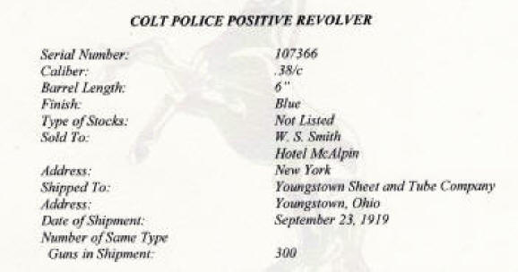 Colt factory letter enlarged