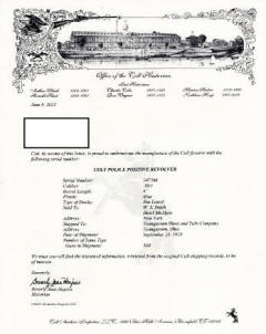 Colt factory letter for Colt Police Positive .38, (1919) 6 in. bbl. 