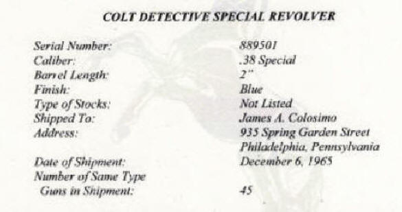 Colt Detective Special .38, 2" (2nd ver. 1964) Blue enlarged factory letter