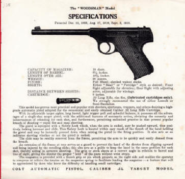 Colt woodsman specifications