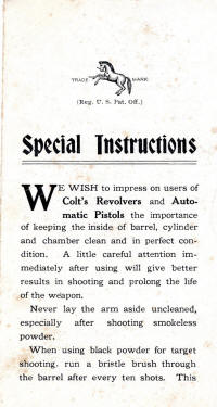 1912 Colt special instructions m-46-R pamphlet cover