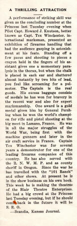 Kansas Journal article about tex winchester aka Howard Knutson
