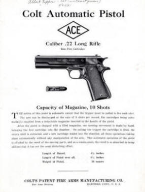 Colt Automatic Pistol 'Ace' .22 LR, instructions Form A-106