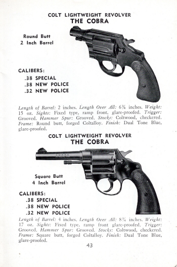 Colt 1950 handbook for revolver Cobra revolver