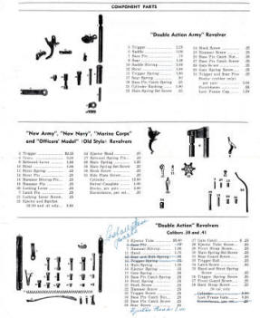 Colt 1952 List of Component Parts for obsolete Colt Models-1