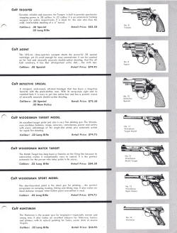 Colt 1960 dealer promotional material revolvers and pistols available
