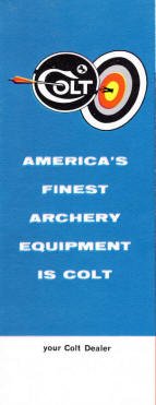 Colt 1963 Archery multi-fold dealer brochure 8.5 x 3, 9 panel-a
