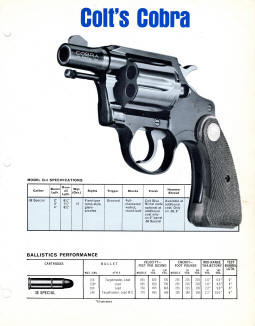 1969 colt cobra spec sheet front