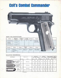 Colt's combat commander spec sheet 1970