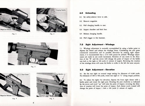 1972 Colt AR-15 instruction manual 6 - 7