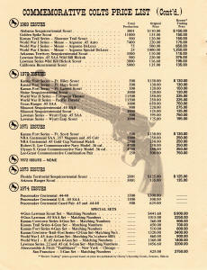1974 Colt commemorativve brochure price list page 2