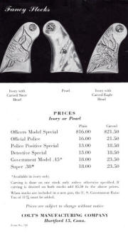 Colt 1989 Engraving Fancy Stocks Price List, 1