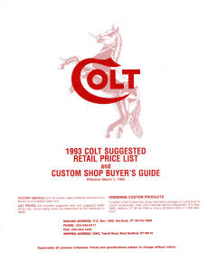 1993 colt retail price list cover