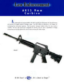 1998 Colt law enforcement catalog of rifles and revolvers spec sheet