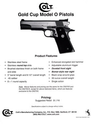 Colt 2000 cup Model 0 pistols
