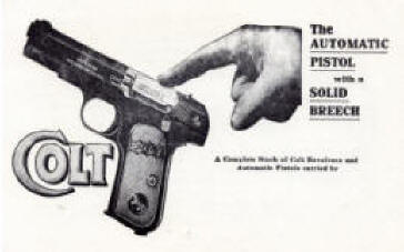 Colt's automatic pistol card given out by gun dealers