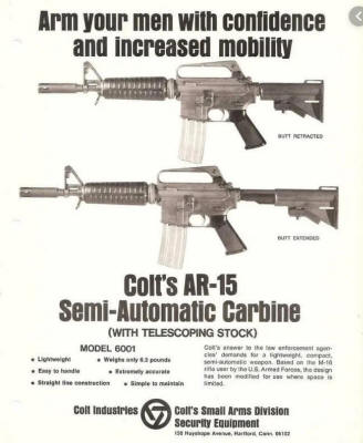 1970-72 Colt Poice pocket ad for AR-15