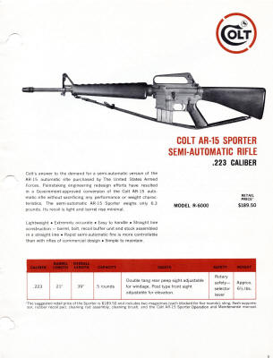 1964 Colt rifles and shotguns catalog showing AR-15 for first time