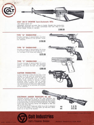 1966 colt catalog showing R600 Sporter rifle AR-15