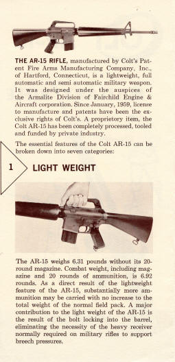 1957 Colt AR-15 military rifle brochure page 1