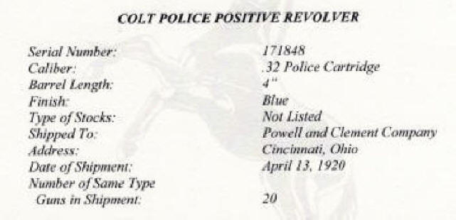 Colt factory letter enlarged