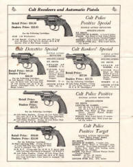 Colt Revolvers and Automatic Pistols 1929 dealer sheet
