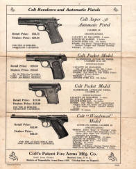 Colt Revolvers and Automatic Pistols dealer sheet 3