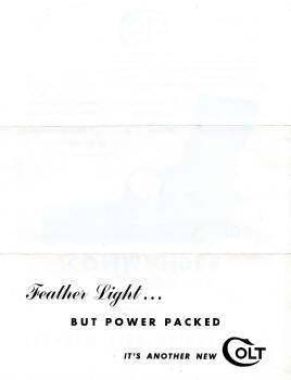 Back of 1950 Colt Zephyer lightweight automatic pistol dealer flyer